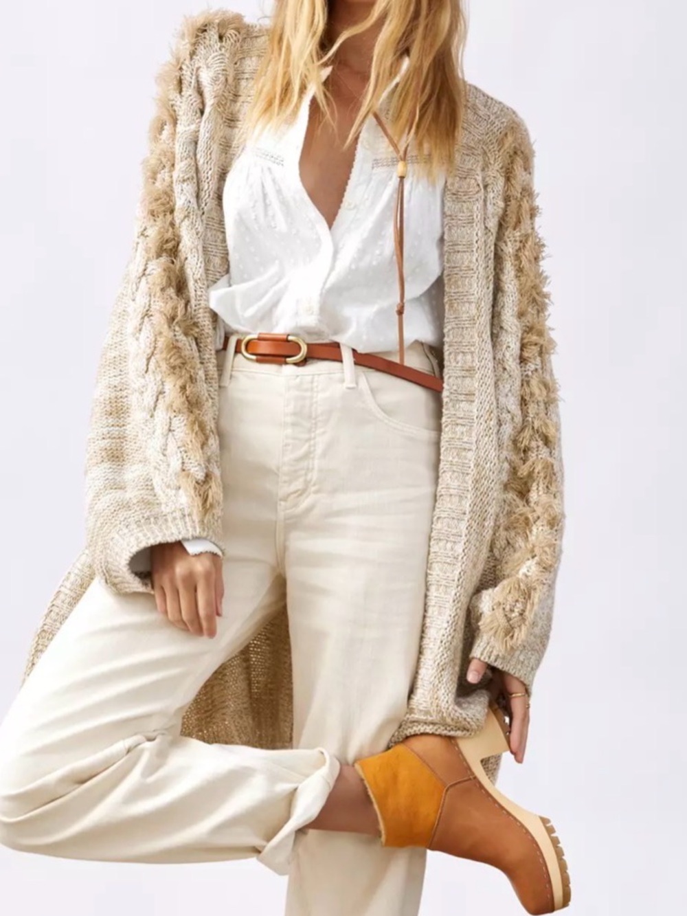 Anthropologie Braided Sleeve Cardigan